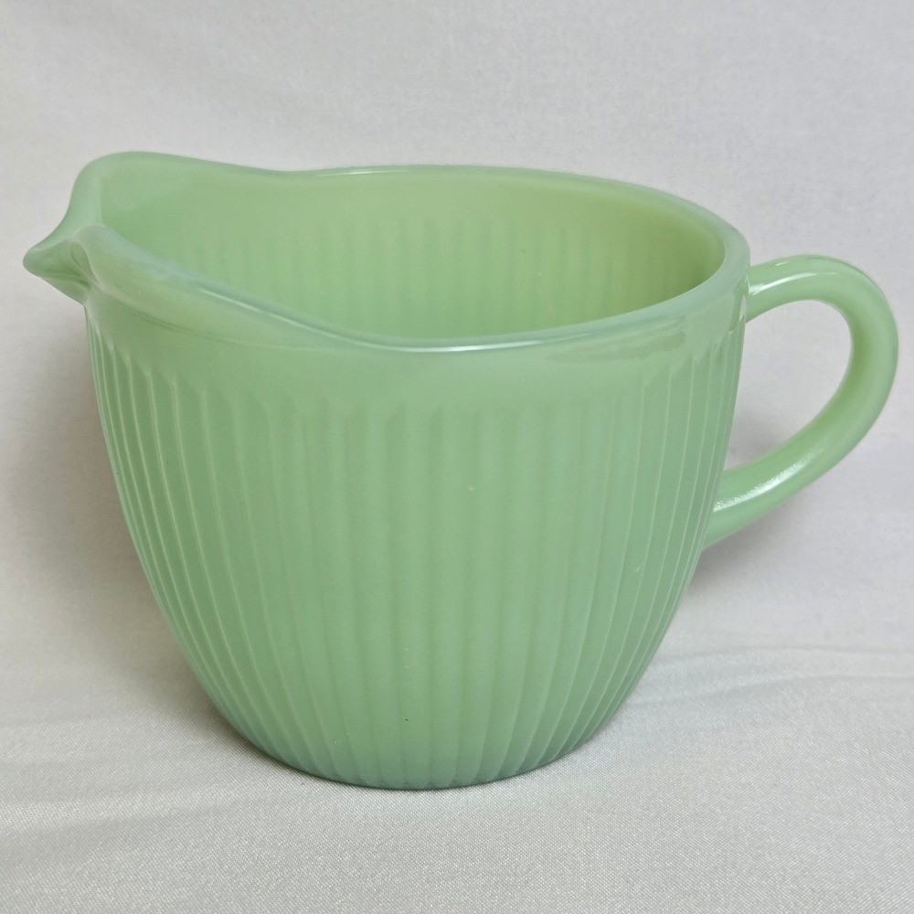 Fire King Jadeite Jane Ray Ribbed Creamer Green Vintage Retro MCM